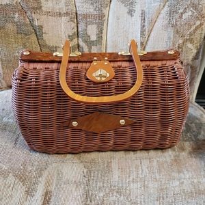 Vintage lucite and woven plastic purse handbag